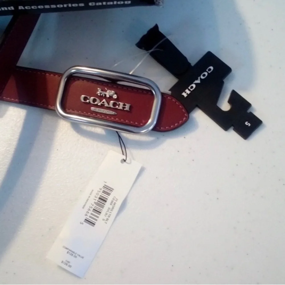 NWT Coach Morgan Rectangle Buckle Belt, 25 Mm sz Size Small Oxblood - Picture 3 of 4